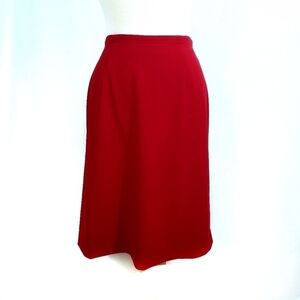 Escada Red Wool Midi Classic Career Skirt